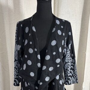 Reborn Black and Gray Polka Dot and Floral Cardigan/Duster/Kimono